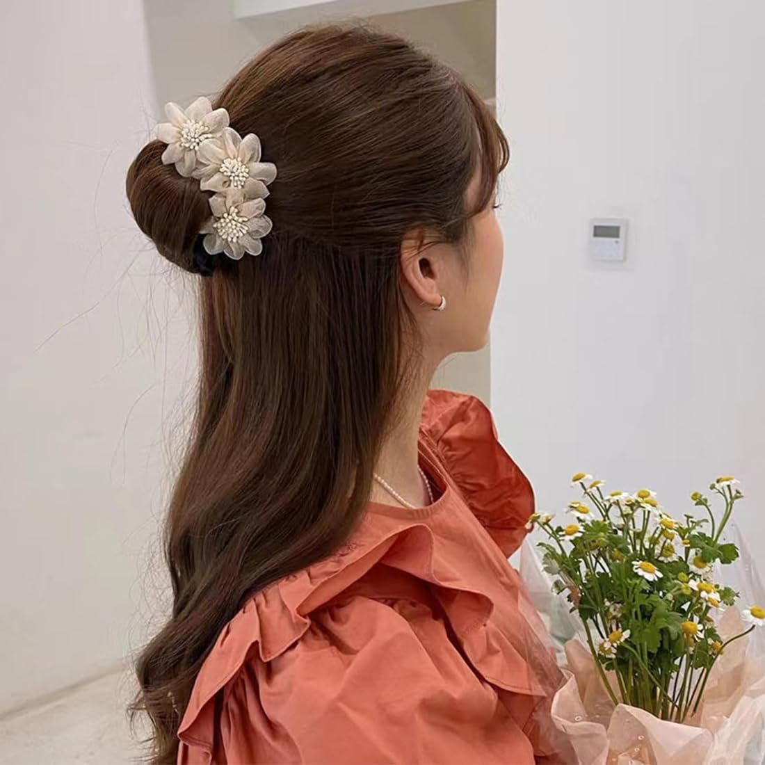 2 Pezzi Chignon Facile per Capelli,Creatore per Pane Ciambella Chignon a Ciambella, French Twist Accessori Capelli Ciambelle Chignon,Fiore Capelli Chignon per Donne Ragazze Bambini Balletto