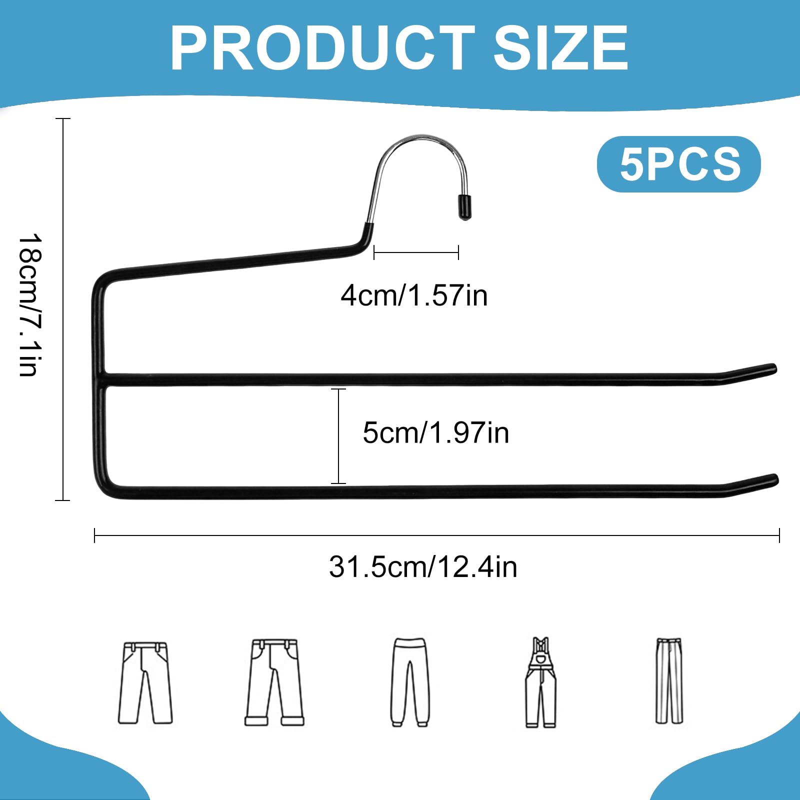 SHIMOYAMA Broekhangers, 5 stuks, broek/slappe hangers