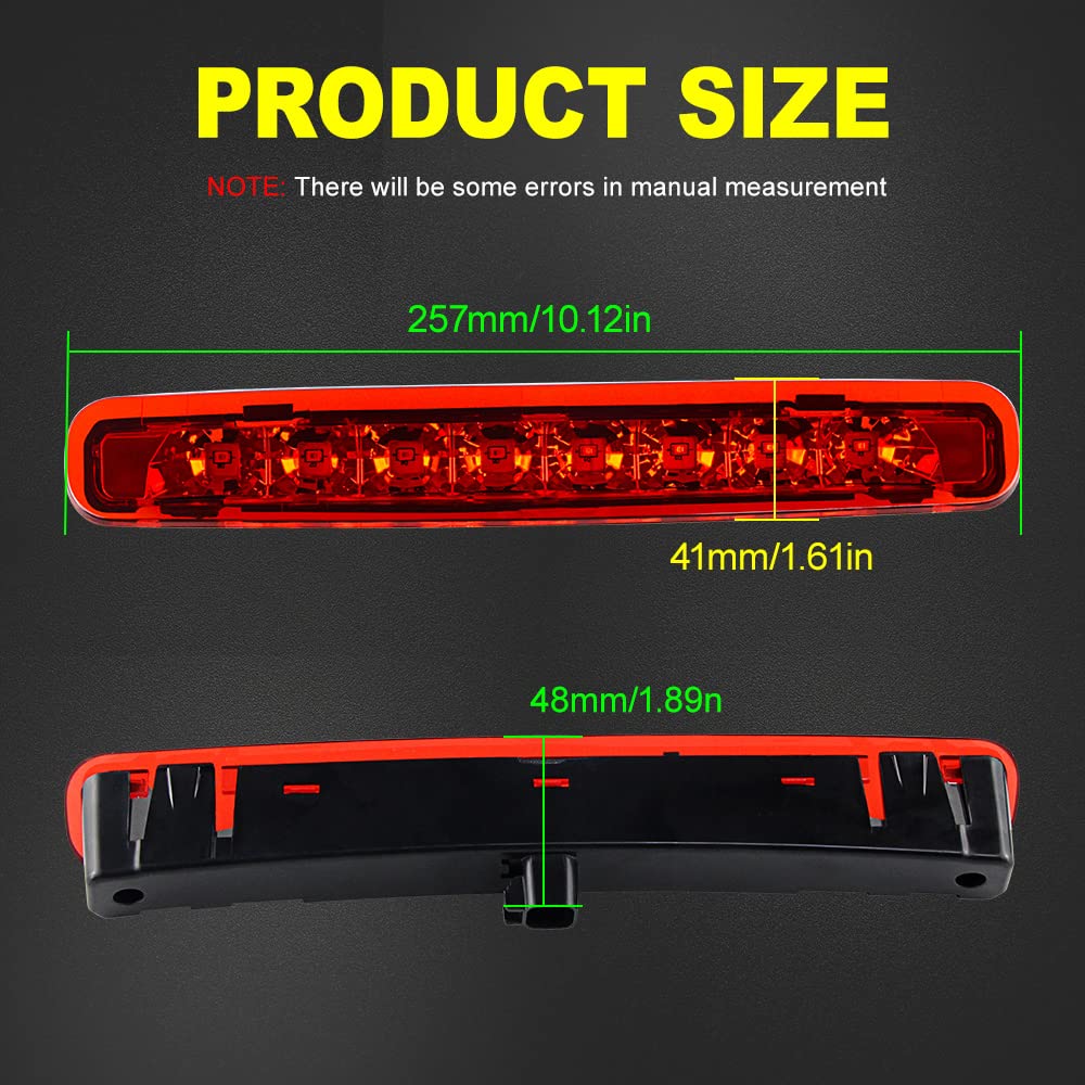 Fit For Ford Mustang 2005 2006 2007 2008 2009 Super Bright Rear High Mount Third 3rd Brake Light Smoke RED Lens 6R3Z13A613A (Color : 1pcs LED Smoke Lens)