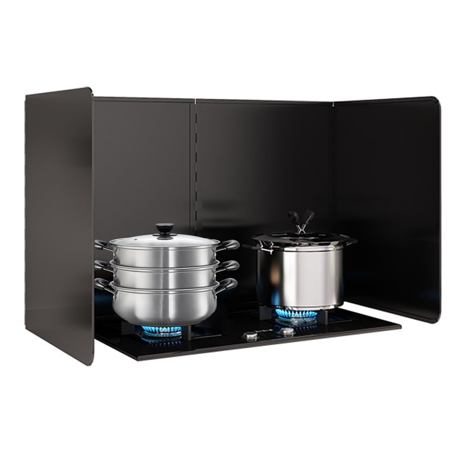 AFQBOEQXY Splatter Guard Splash Back, Steel Stove Oil Splatter Guard Black Multiple Sizes(35x40x80cm)