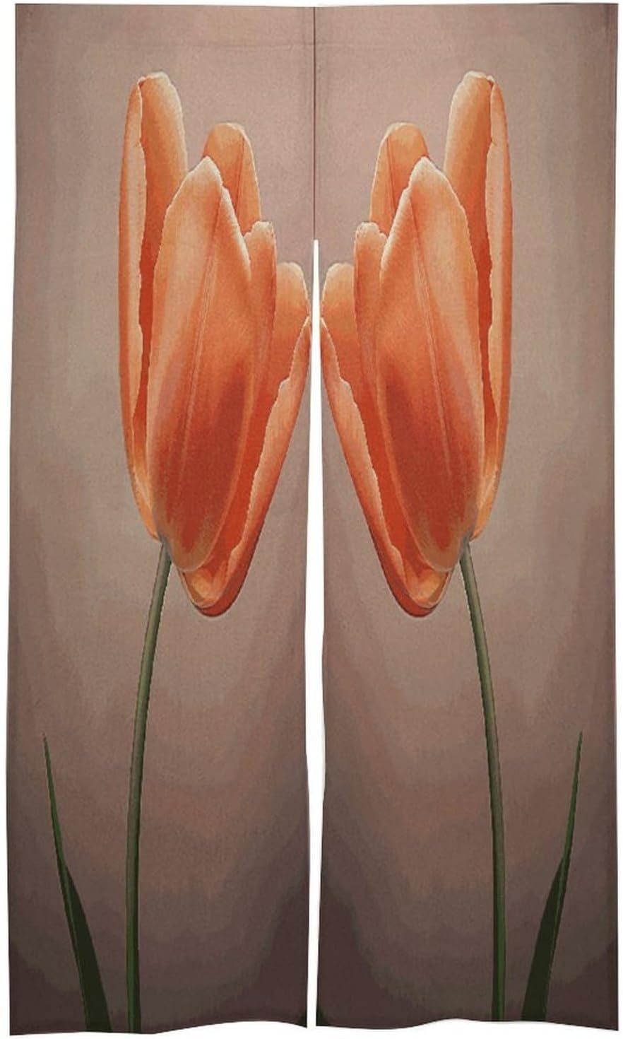 Flower Door Curtain Symmetry Window Curtains with 2 Pieces Soft White Hemp Cold Blocking Drapes Thermal Insulating Window Drape for Bedroom Living Room