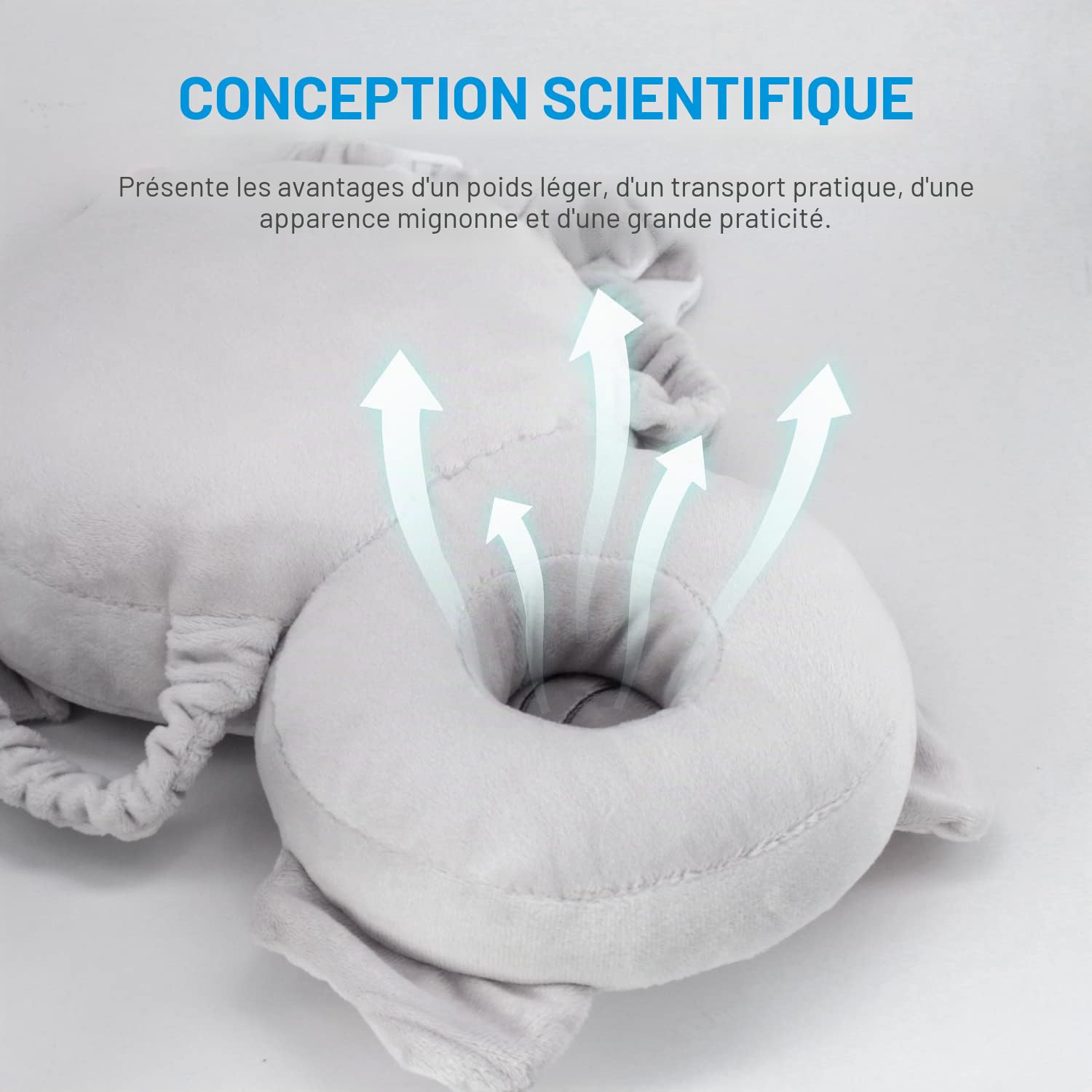 Coussinets de Protection de la Tête pour Bébé, Doux Respirant Réglable Protection de Tête de Bébé, Protection de La Tête Oreiller de Ssoutien, pour Les Enfants de 4 à 24 Mois, Éléphant