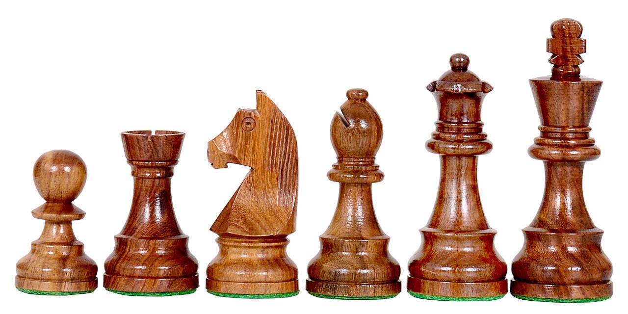 RR - Scacchi in legno, 9,5 cm, per giocatori professionisti, qualità da torneo realizzati in palissandro dorato