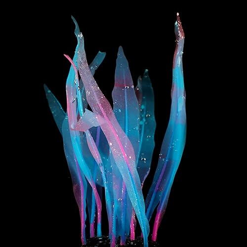 Miniatura 9 de Acuario de algas marinas artificiales de silicona suave, movimiento con flujos de agua, 7 pulgadas de alto, realista, algas marinas, decoración de