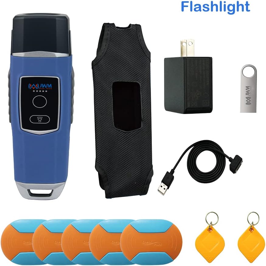 JWM 125kHz RFID Guard Patrol System Security Guard Tour Reader with Flashlight Free Cloud Software 10 Checkpoint+2 Staff Tag Waterproof Shockproof