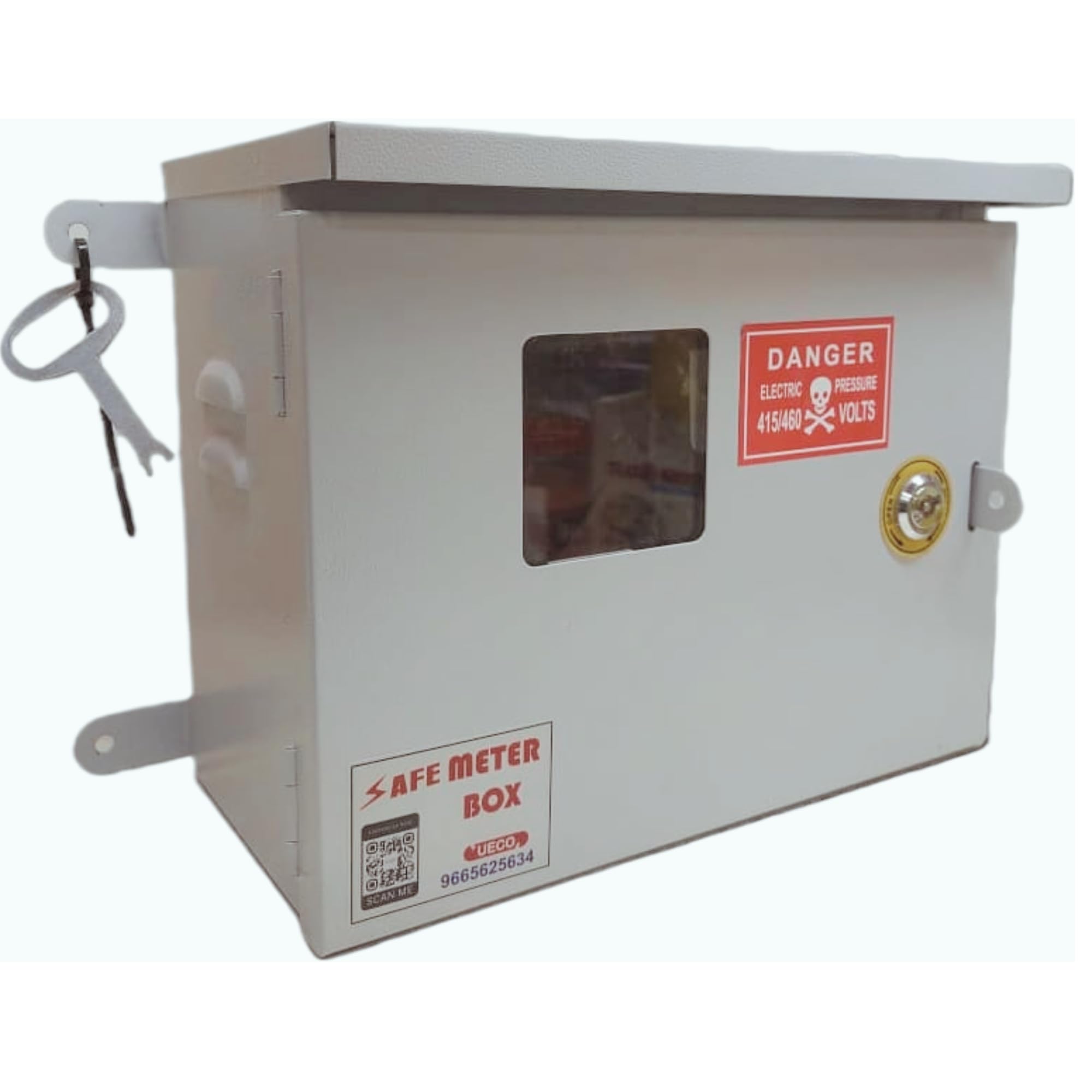 UECO Safe Meter Box – Heavy-Duty Weatherproof Metal Enclosure with Ply Base & Lock | Solar Installations/Meter/EV Charging/CCTV Power Box/ | 12"x10"x6" (305x252x153mm) Wall Mount