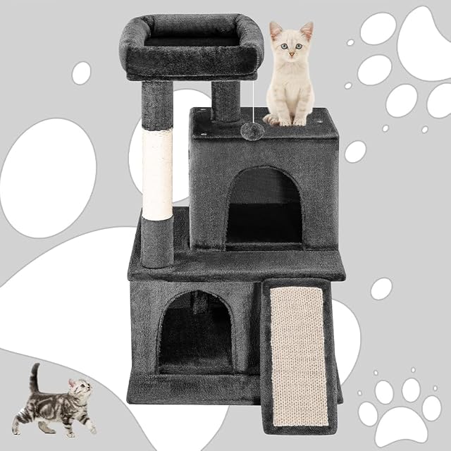 Foto 4 de 6 de BAKAJI Árbol rascador para Gatos con 3 casetas de Refugio y 1 Bola