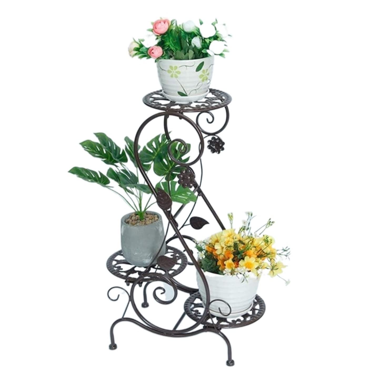 YYLMKMFC-AE Plant Stand Shelves Flower Holder Metal With 3 Indoor Shelf Outdoor Decorative Rack(R1Pcs)