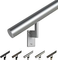 Vista 10 de Promenaid Kit de pasamanos empotrados de 4 pies, color negro, pasamanos completos para interiores y exteriores para escaleras, barandilla redonda