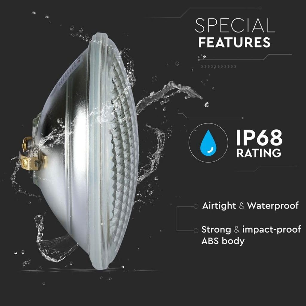 V-TAC VT-1262 12W PAR56 Pool-Leuchte Einbauleuchte Kaltweiß 6500K Wasserdicht IP68 - SKU 7559