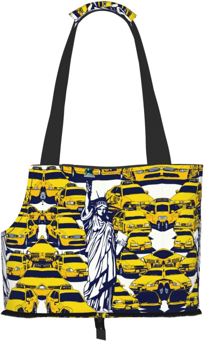 New York City Print Portable Foldable Shoulder Bag for Travel,with Collar Hook and Handle Pad,Cute Stylish Design