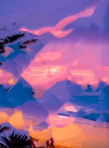 QUITEDEW Pintura de diamantes de playa, kits de arte de diamantes de paisaje para adultos, kits de pintura de diamantes de puesta de sol para