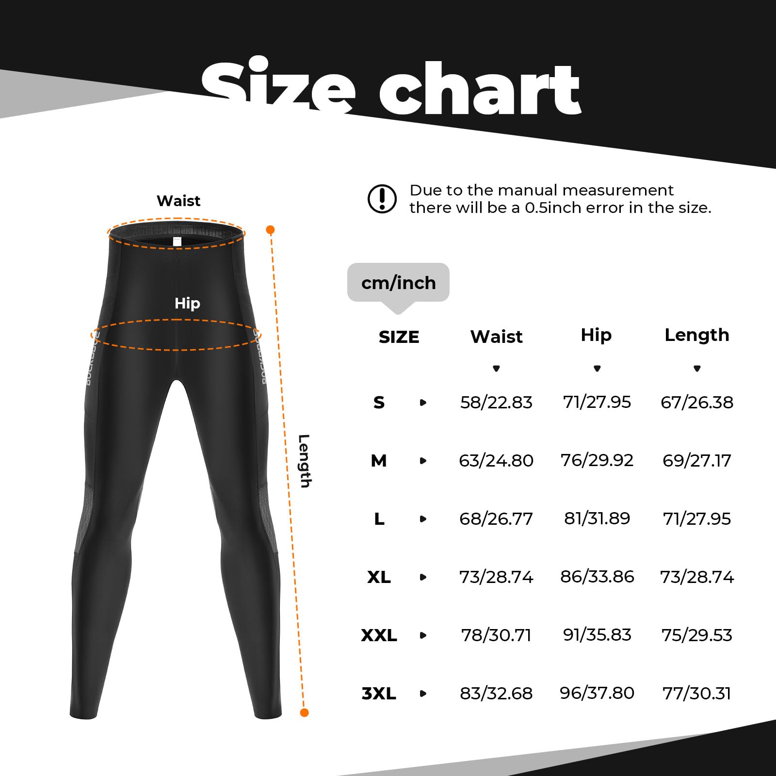 ROCKBROS Pantalones Largos Hombre de Ciclismo, Culotte Térmico con Bolsillos de Invierno Antiviento Transpirable para MTB Bicicleta de Carretera, S-3XL