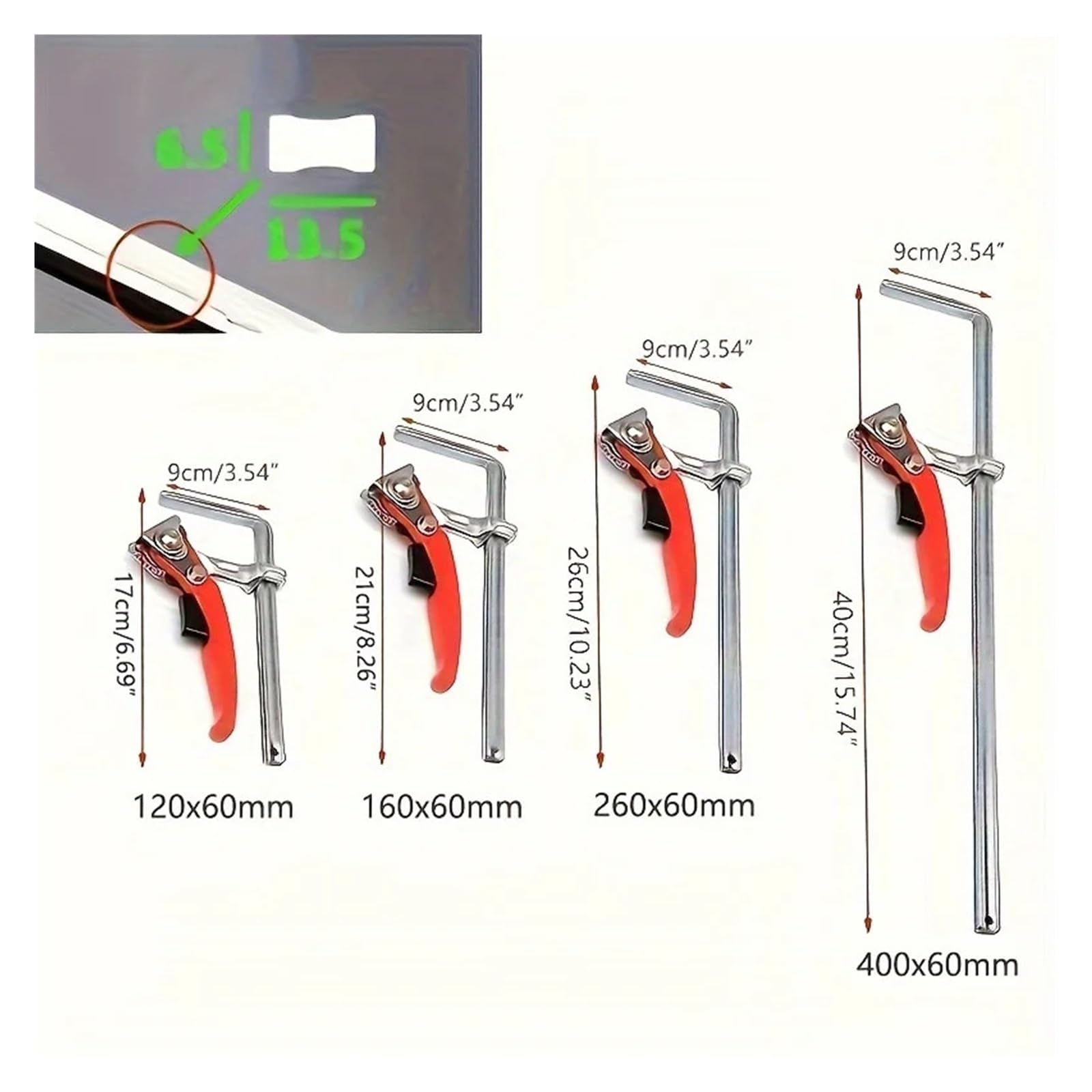 morsetto da tavolo a cricchetto Morsetto da tavolo a cricchetto da 1 pezzo Barra a sgancio rapido Morsetto in acciaio F Clip da binario anche for fori e di binari di guida(120x60mm)