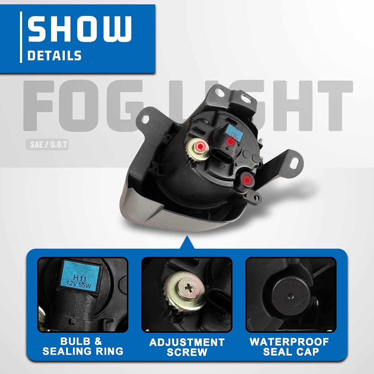 AUTOWIKI Fog Lights For 2010-2011 Toyota Prius 2PCS OEM Replacement Set with Switch and Wiring Kit (OE Style Clear Lens w/Bulbs)