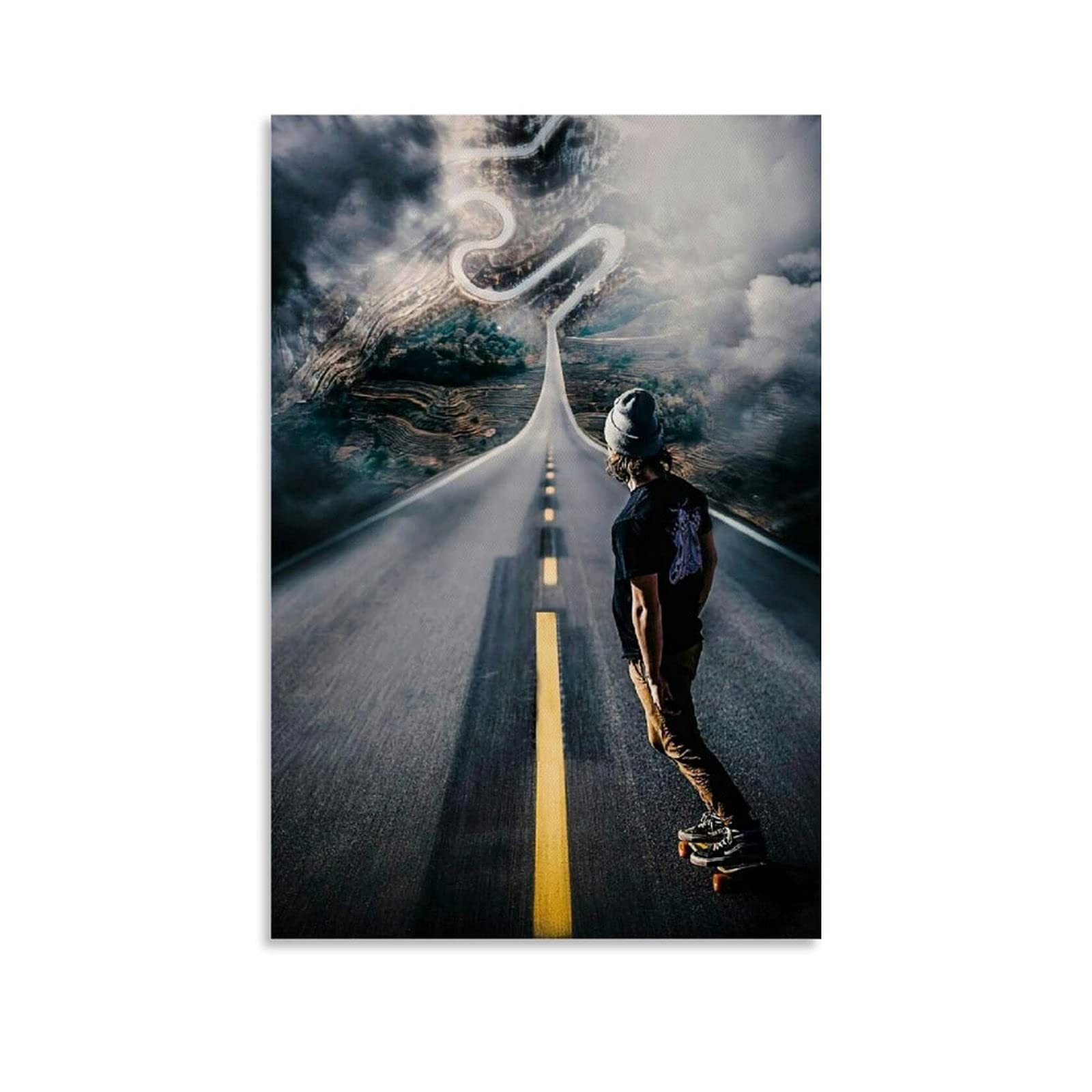 Hellove Unframe-Style1 Skateboard Poster Outdoor Skateboarding Canvas Art Poster And Wall Art Picture Print Modern Family Bedroom Decor Posters 16X24inch(40X60cm)