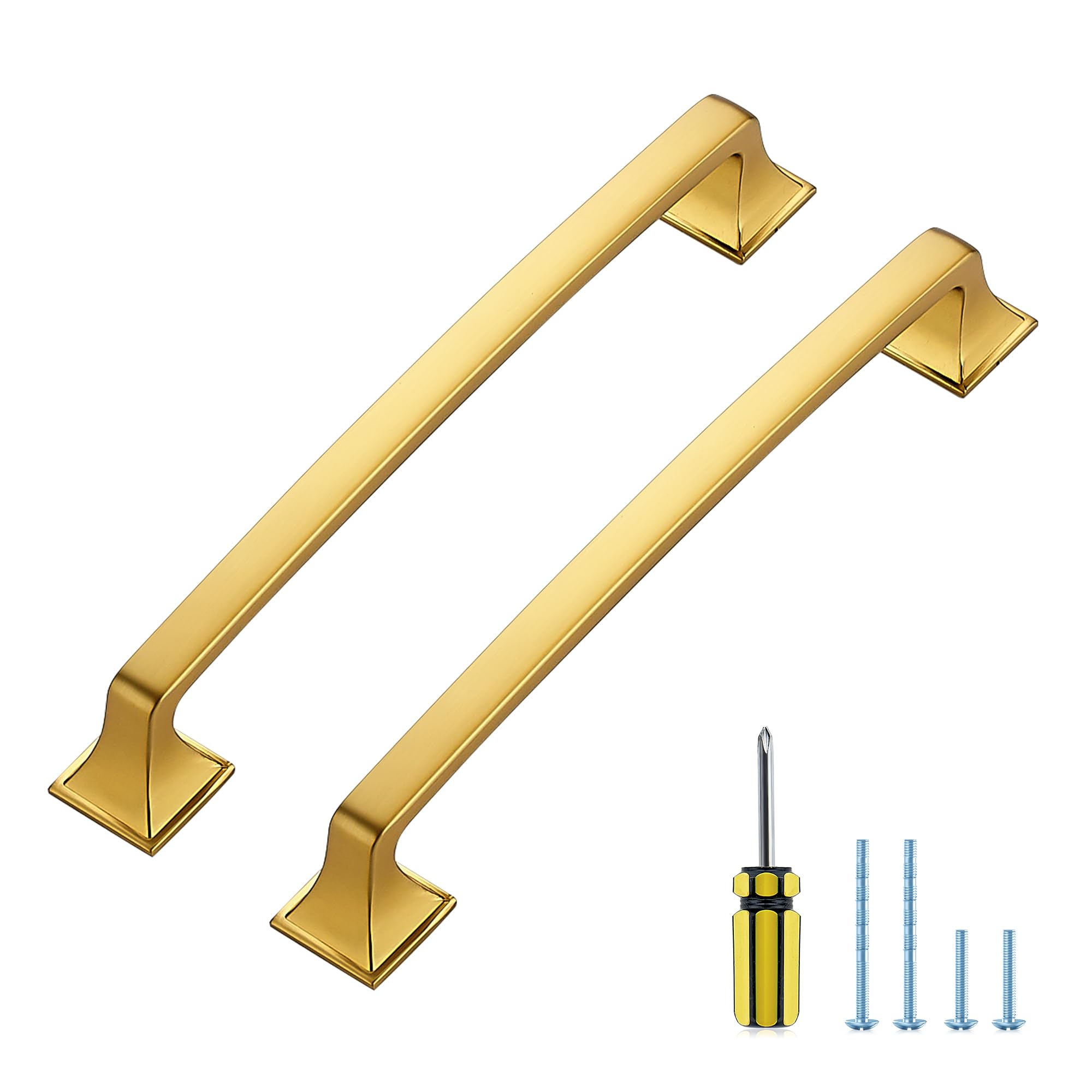 20 Stück Küchenschrankgriffe, 16,5 cm Loch, Mitte, Gold, Schrankgriffe, solide Schubladengriffe für Küchenschrank, Türgriffe, Bogen-Kommodengriffe für Schränke und Schubladen