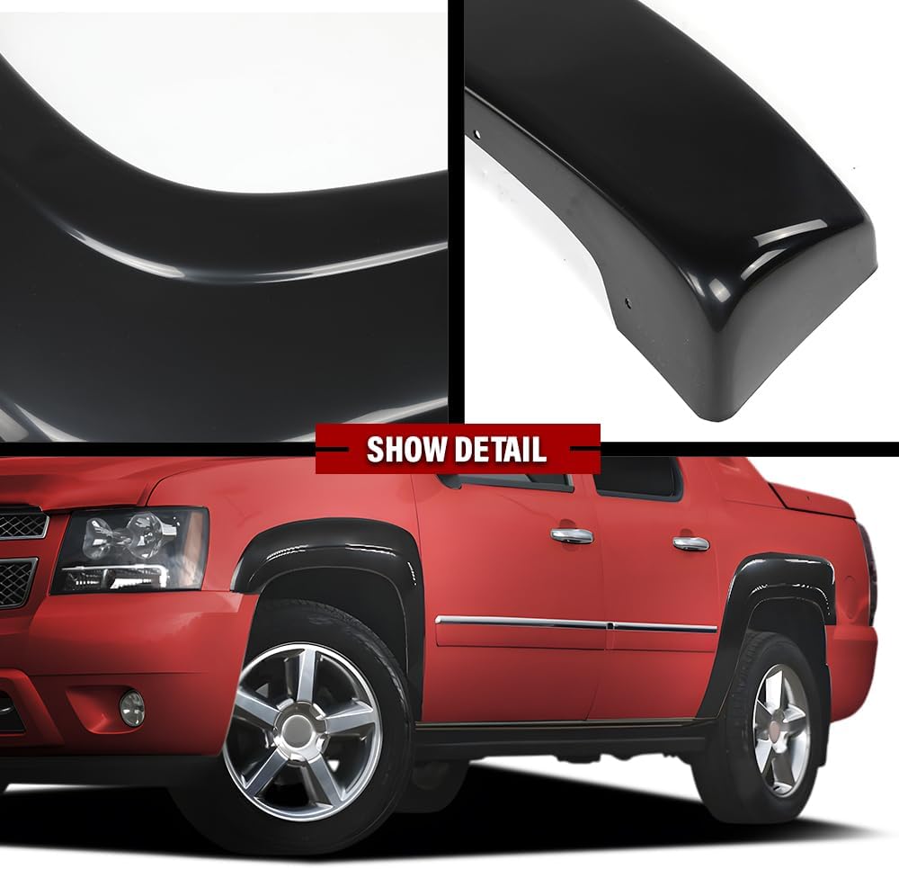 ANDPLAY Fender Flares Compatible with Chevy Avalanche 2007-2013 Black