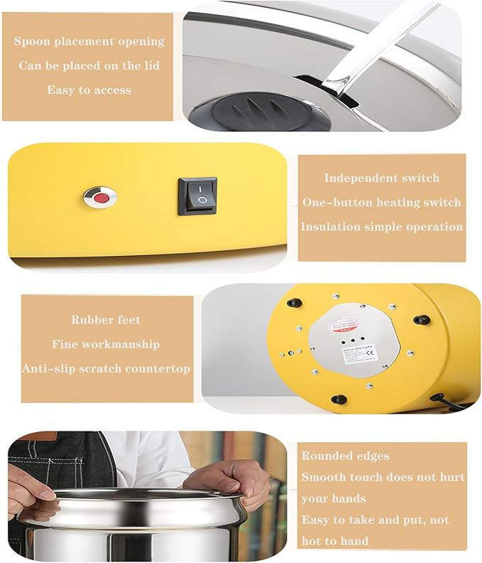 Olla Eléctrica para Sopa Comercial 10L 400W, Acero Inoxidable miniatura 6