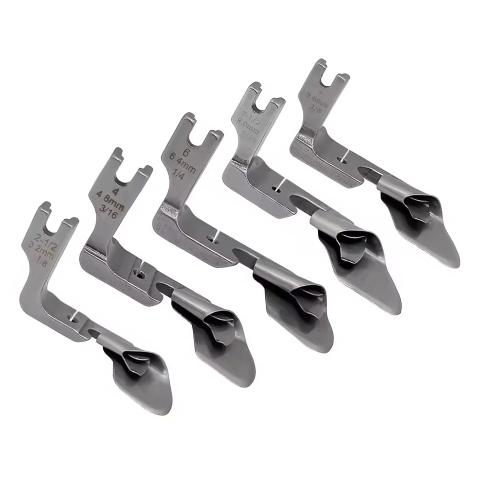 Tsophreniq 5PCS Heavy Duty Metal Rolled Hemmer Feet Set Professional Curved Hemming Presser Foot for Sewing Machine Accessories Curved Hemmer Foot