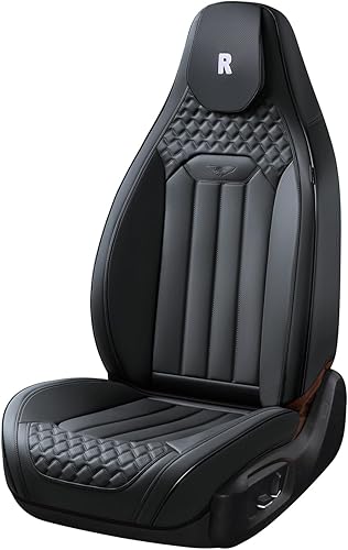 Miniatura 9 de Coverado Juego completo de fundas de asiento de automóvil, fundas de asiento de cubo para 5 asientos, fundas de asiento de cuero de napa para