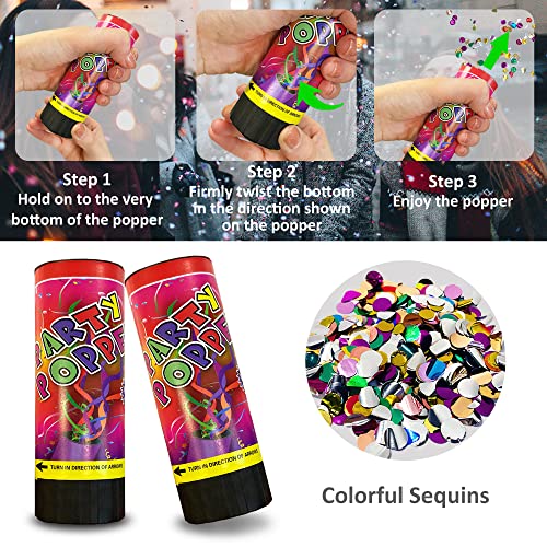 Image of 8 PCS Confetti Poppers Cannons for Wedding Birthday Graduation Baby Shower Fun Party Supplies Decorations and Favors