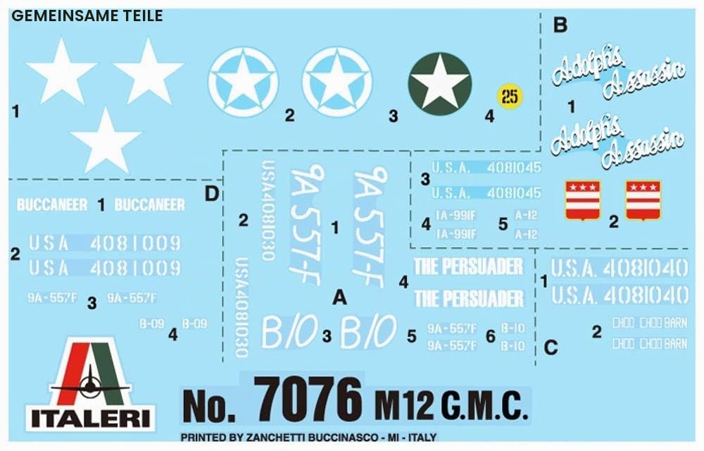 ITALERI 7076S - 1:72 US M12 GMC Howitzer , Modellbau, Bausatz, Standmodellbau, Basteln, Hobby, Kleben, Plastikbausatz, detailgetreu
