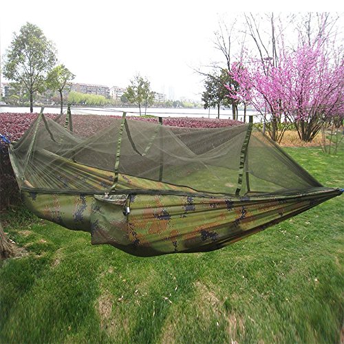 Rusee Camping Hammock, Mosquito Net Outdoor Hammock Travel Bed Lightweight Parachute Fabric Double Hammock for Indoor, Camping, Hiking, Backpacking, Backyard - Thumbnail 3