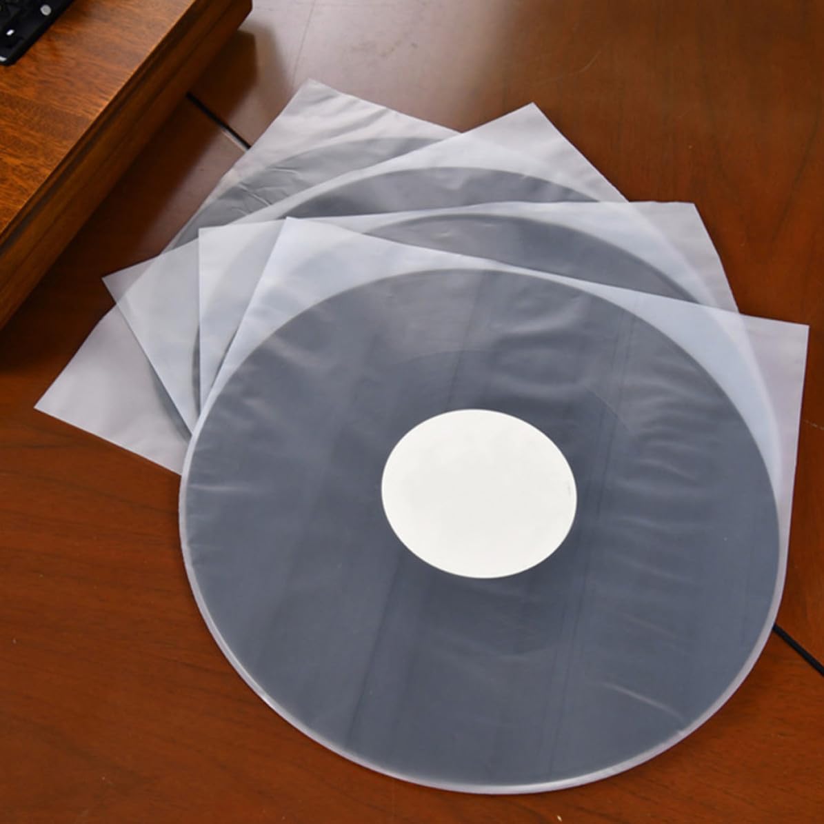 BETOOKY 100pcs Inch Vinyl Record Sleeves Anti-Static Design Sturdy Plastic Protective Covers for Vinyl Records Easy Sealing Inner Sleeves for Media Storage