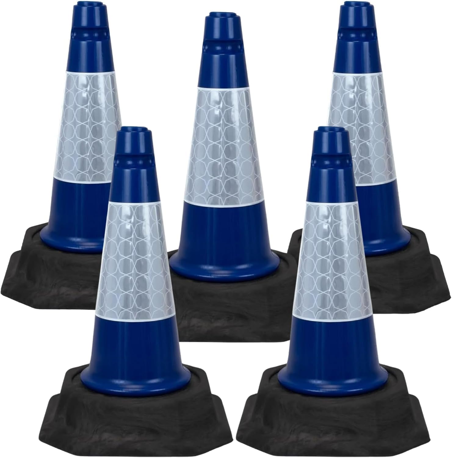 Street Solutions Uk Blue - 5 X 460Mm Tall Traffic Cones Reflective Sleeve For Indoor And Outdoor Usage, Self Weighted Cones Are Manufactured In The Uk