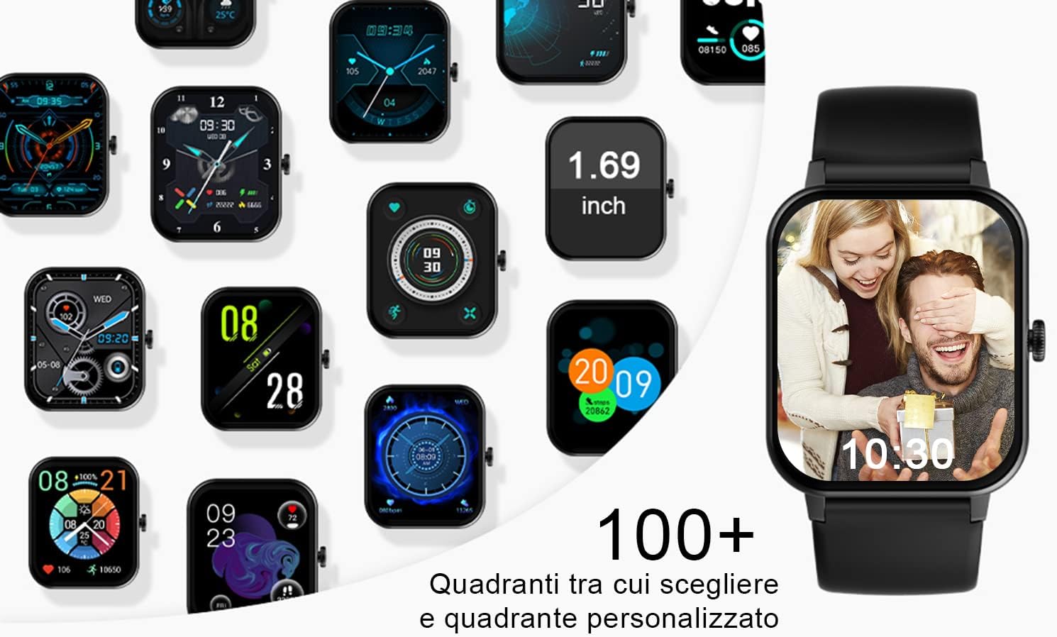 IOWODO Smartwatch Uomo Donna Impermeabile IP68 Smart Watch Donna Uomo con Ossimetro (SpO2) Contapassi Frequenza Cardiaca Calorie Sonno Notifica Messaggio, Schermo 1,69 per iOS e Android (2 Cinturini) IOWODO Smartwatch Uomo Donna Impermeabile IP68 Smart Watch Donna Uomo con Ossimetro (SpO2) Contapassi Frequenza Cardiaca Calorie Sonno Notifica Messaggio, Schermo 1,69 per iOS e Android (2 Cinturini)