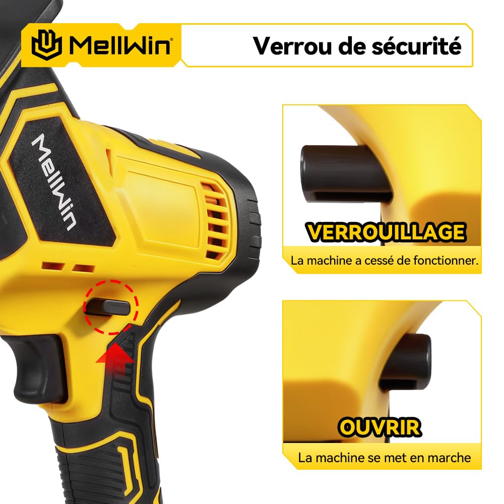 Sierra de vaivén con motor sin escobillas, 0-12000 SPM, sierra universal con carrera de 15 mm, cambio de hoja sin herramientas, capacidad de corte: madera 50 mm, metal 20 mm – 2 baterías