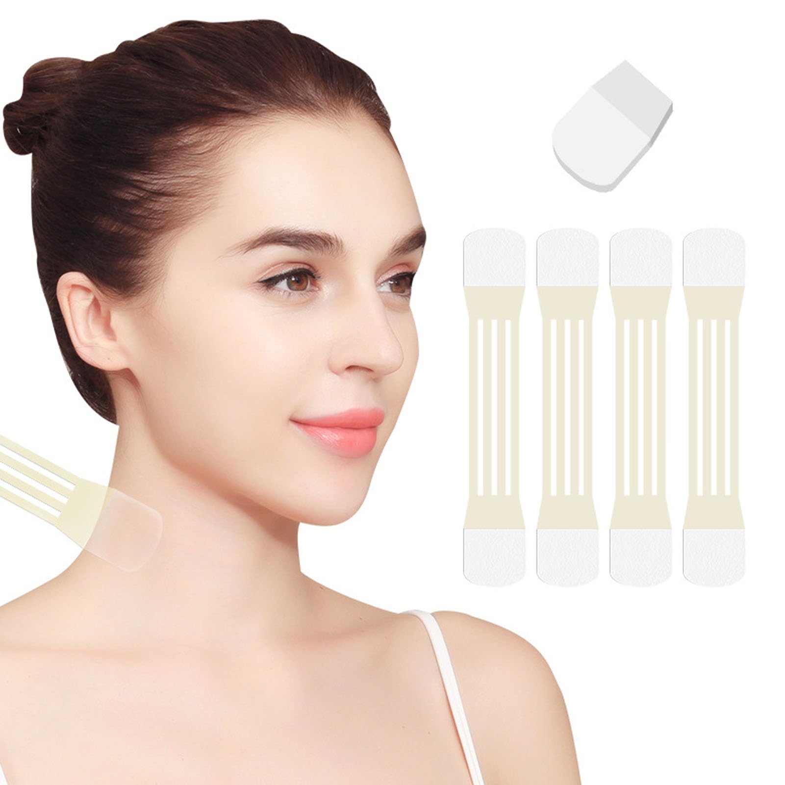 Cinta De Estiramiento Facial, Cinta De Levantamiento De Cuello Y Cara Que Elimina Las Arrugas, Adhesivo Impermeable Para El Cuello, Parche De Estiramiento Facial, Color De Piel Para Ocultar Arrugas Fa