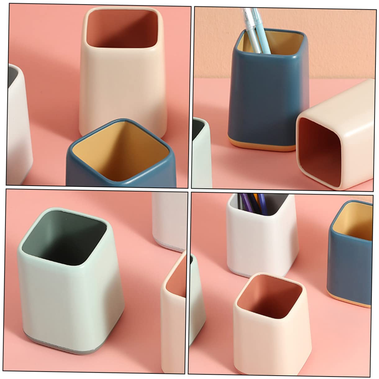DOITOOL Portapenne Multifunzione Design Creativo Contenitore Decorativo per Scrivania e Cosmetici, 4 Pezzi in Plastica, Aspetto Raffinato e Attuale