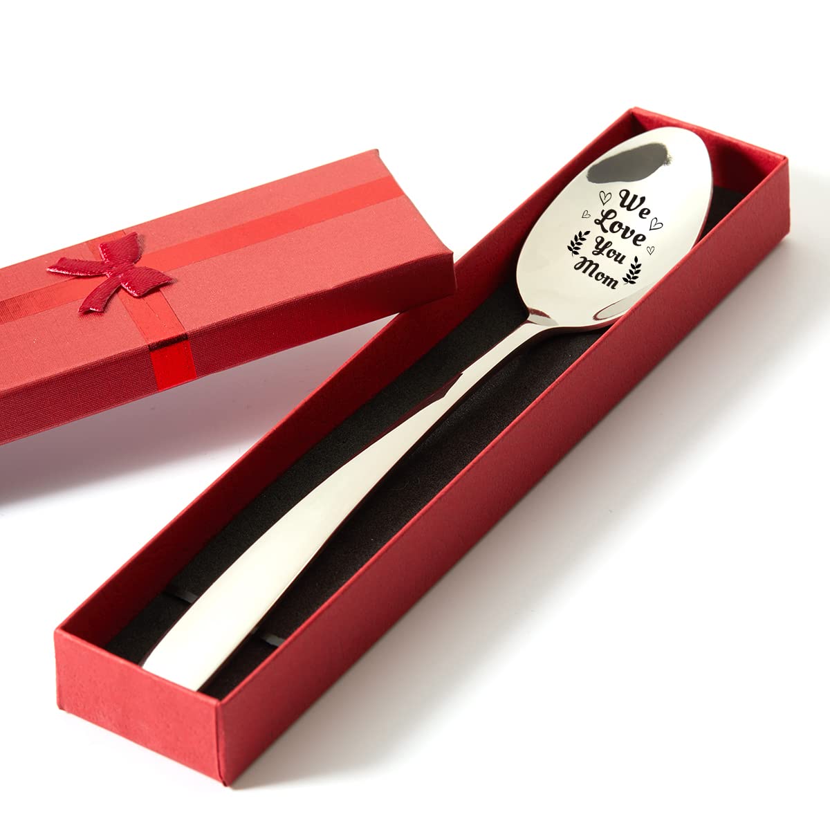 Edelstahl-Löffel "Mom I Love You A Latte" – Lasergraviert, 19,3 Cm, In Geschenkbox