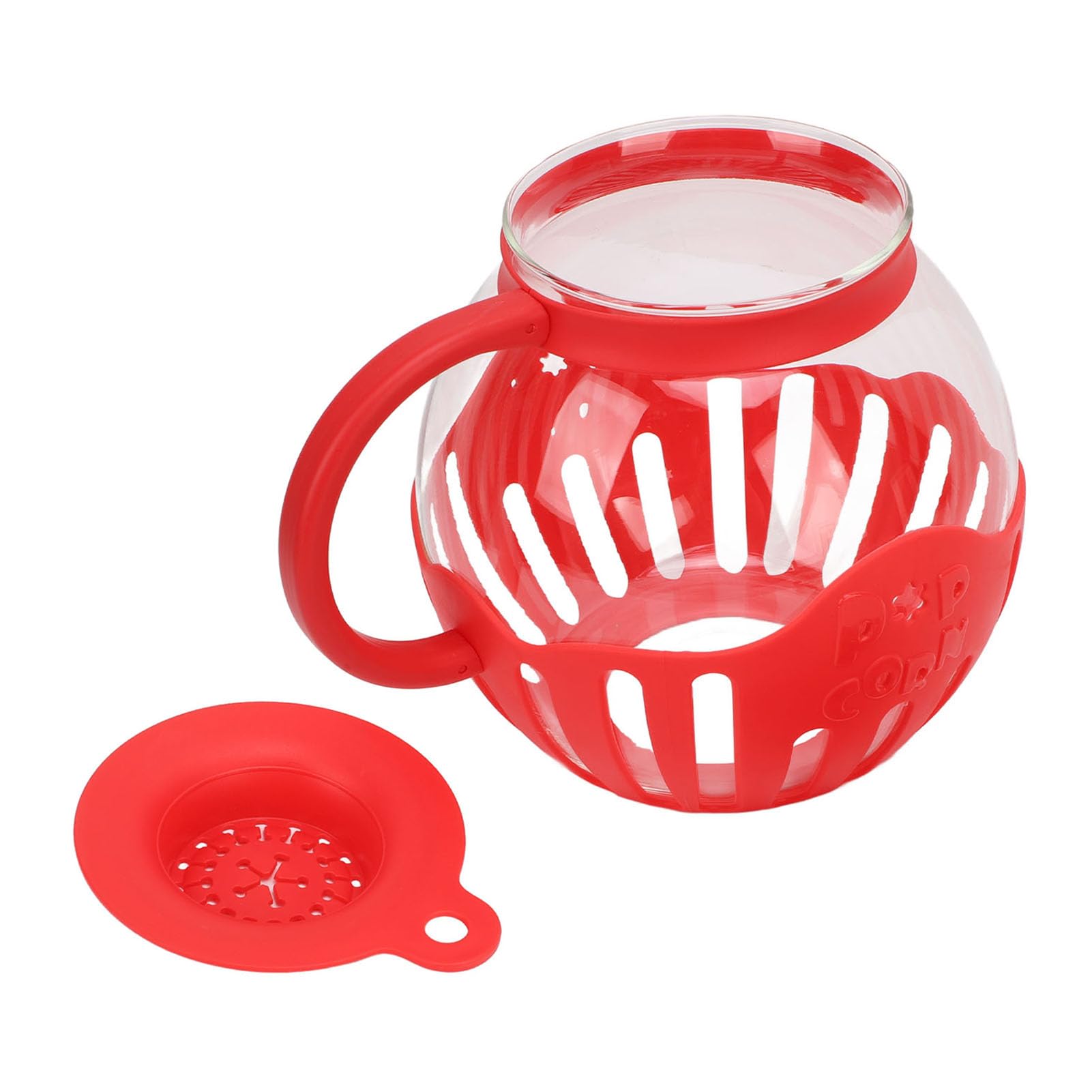 VGEBY Home Popcorn Popper - Palomitas de maíz de cristal para microondas, 2,13 L, para noches de cine y juegos (rojo)
