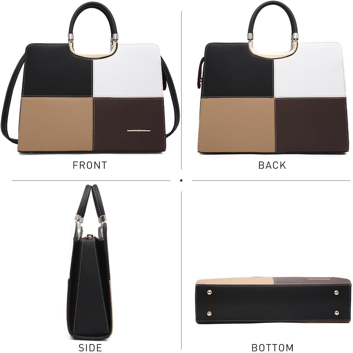 Womens Handbag Top Handle Shoulder Bag Tote Satchel Purse Work Bag with Matching Wallet - Image 3