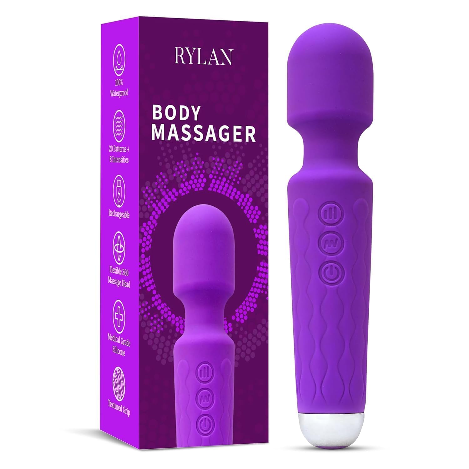 Rylan Personal Massager for Women | Full Body Electric Massager | 10 Vibration Speeds and Patterns | USB Rechargeable Handheld Massager | Waterproof, Medical Grade Silicone (B0CQ7TBVX8) Amazon Price History, Amazon Price Tracker