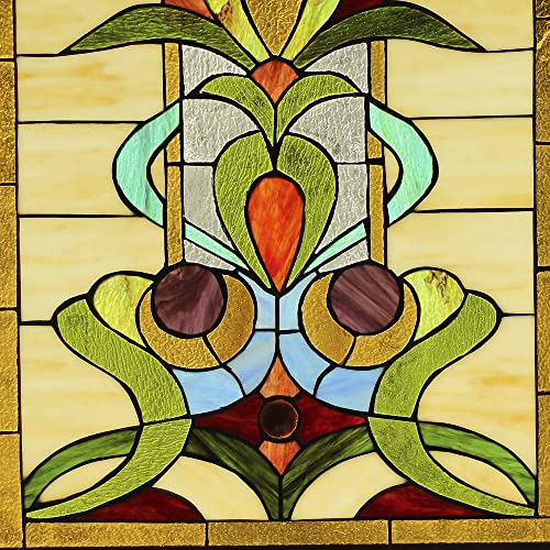 Chloe Lighting ANTHURIUN Tiffany-Style Floral 24\" Height Stained Glass Window Panel, Multi-Colored