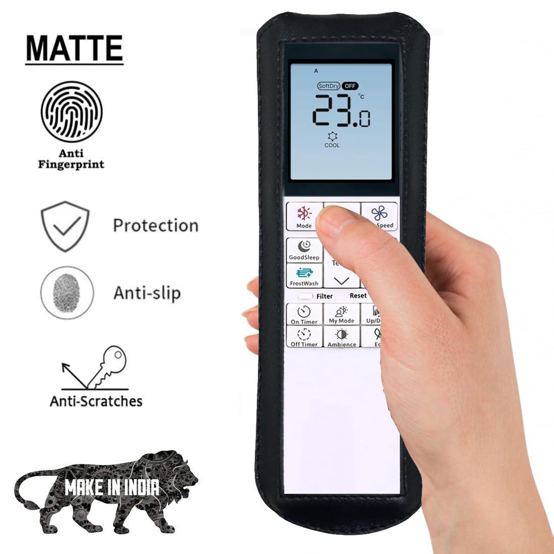 Zaoma Protective Case PU Leather Cover Holder Compatible for AC Remote Model No:. 272 Compatible for Hitachi Air conditioner and suitable for Split and window AC Remote Control Protective Case (Black) — Amazon image 5