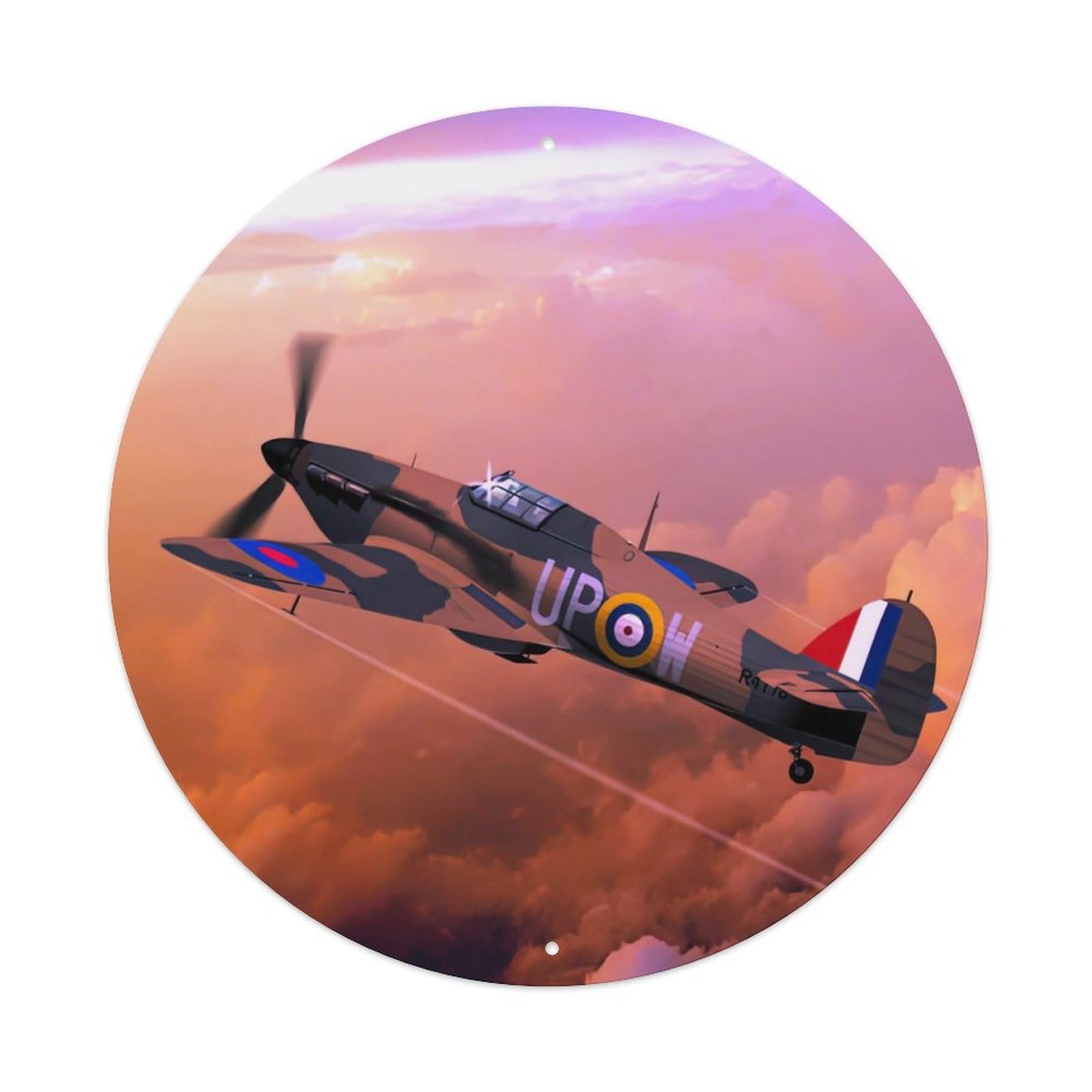 Vintage Fighter Plane Hawker Hurricane Vintage Metal Tin Sign Plaque Wall Decor for Cafe, Club Bar, Office, Garden Metal Poster 8x8Inch
