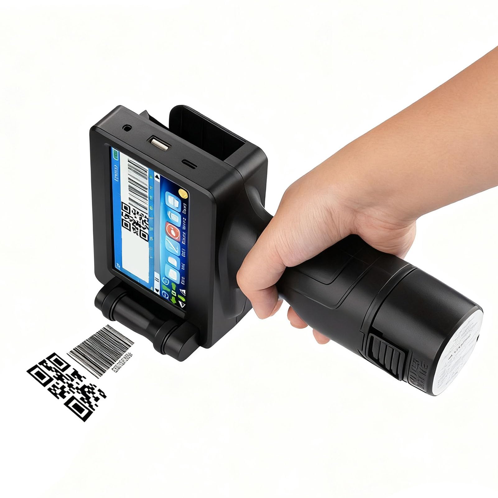 Inkjet Handheld Printer | 12.7mm Leak-Proof Print Width | Date/Time/Barcode/QR Code/Serial Number Coding | Industrial-Grade Portable Printer