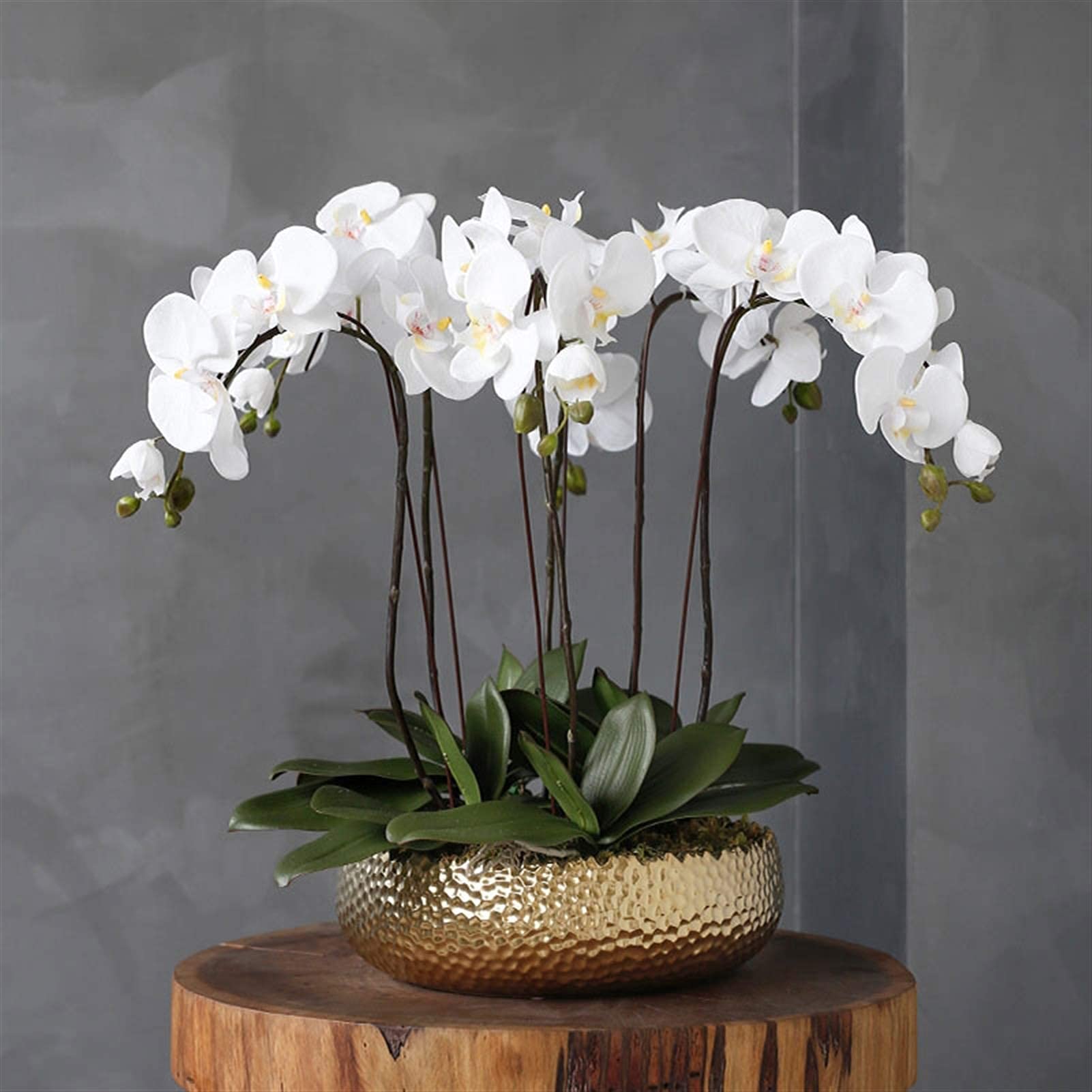 XDLEDMKIZ Artificial Flower in Pot Orchids Artificial Flowers Faux Phalaenopsis Flower with Ceramics Vase, Artificial Bonsai Arrangement for Home Office Party Dinning Tab
