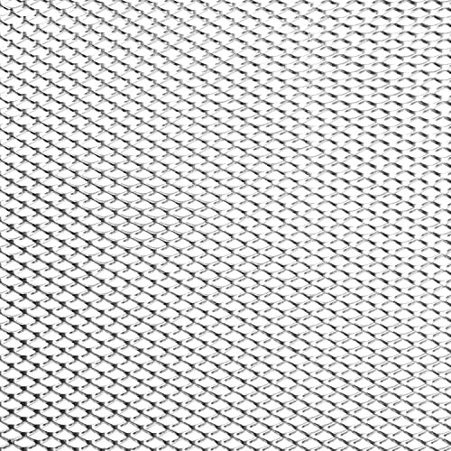 Image of AggAuto Universal 40 inchx13 inch Car Grill Mesh - Aluminum Alloy Automotive Grille Insert Bumper Rhombic Hole 4x8mm, One of the Most Multifunctional Shape Grids Silver