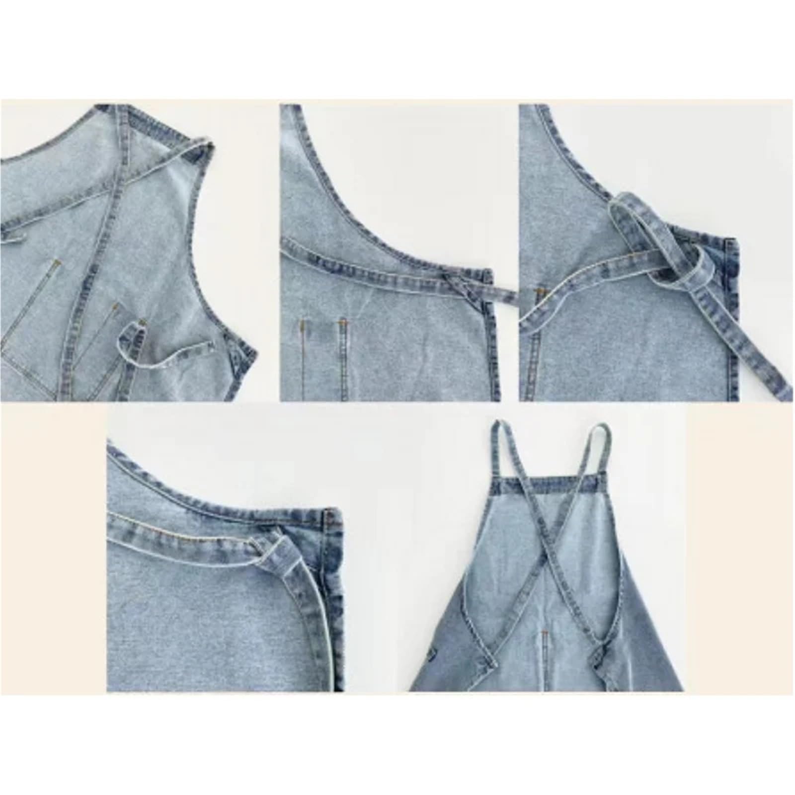 2 uds elegante delantal vaquero Unisex con bolsillos for hombres y mujeres cocina jardinería pintura Chef Para Hogar