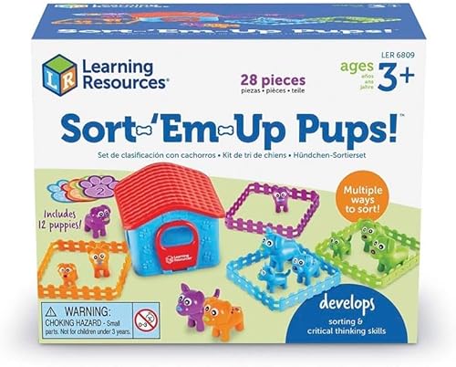 Miniatura 2 de Learning Resources Sort-'Em-Up Pups, clasificación y combinación, 28 piezas a partir de 3 años