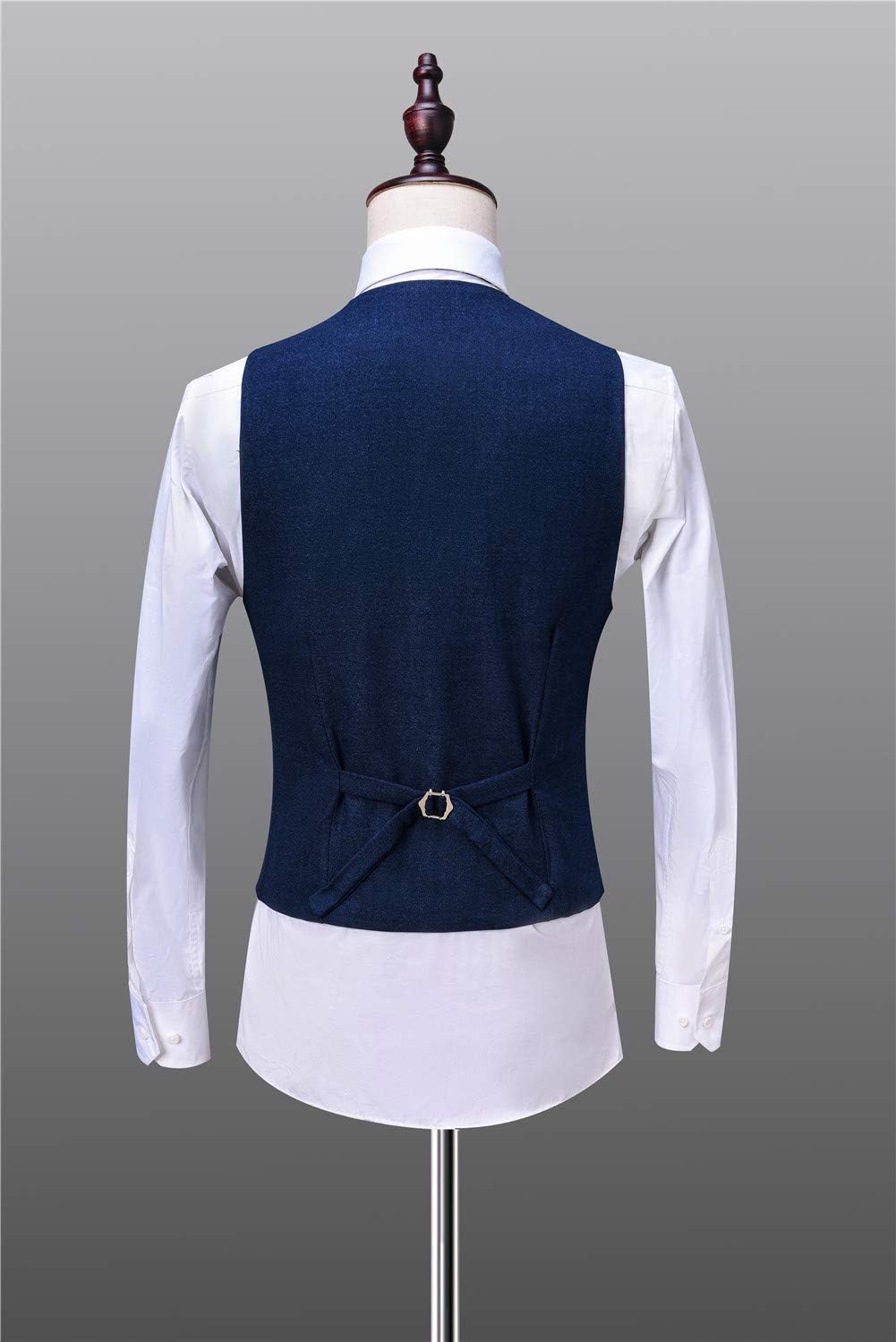 Mens Navy Blue Slim Fit Vintage Tweed Herringbone Wool Blend Tailored Men Suit 3 Pieces