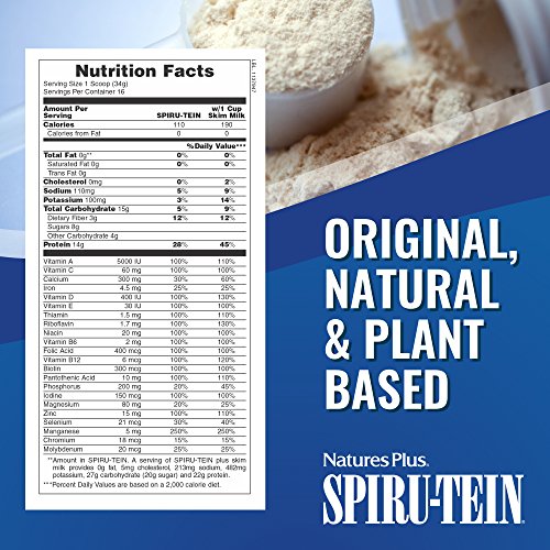 Naturesplus Spiru-Tein Shake - Banana Flavor - 1.2 Lbs, Spirulina Protein Powder - Plant Based Meal Replacement, Vitamins & Minerals For Energy - Vegetarian, Gluten-Free - 16 Servings #TOP3