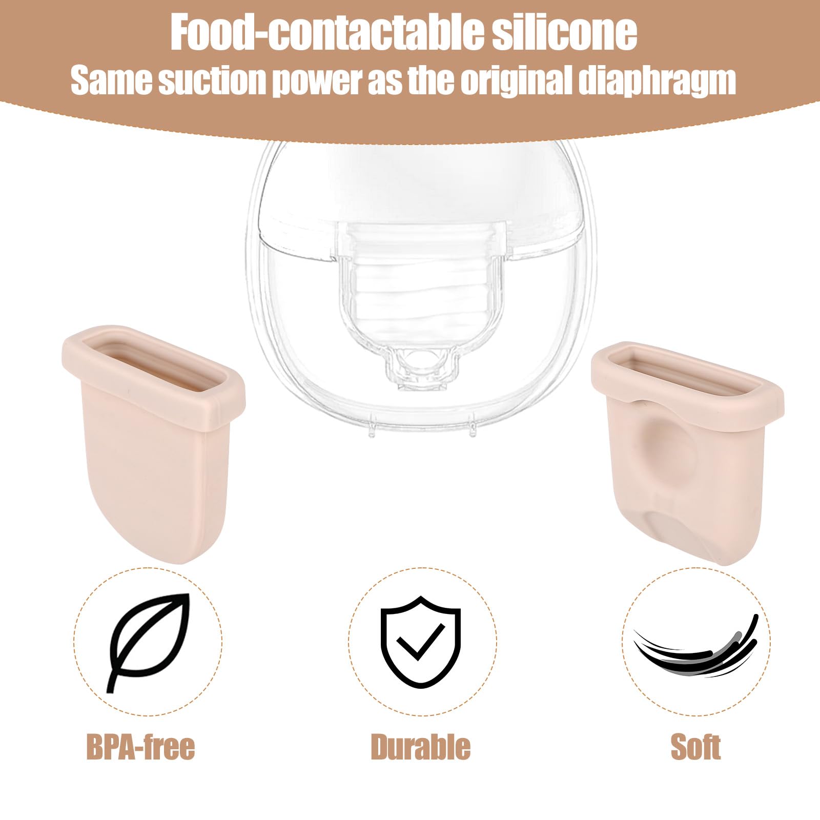 4pcs Breast Pump Diaphragm with 6pcs Nozzle Cap for Eufy Duckbill Valve Silicone Breast Pump Replacement Parts Compatible with Eufy E10/S1/S1 Pro - Image 4