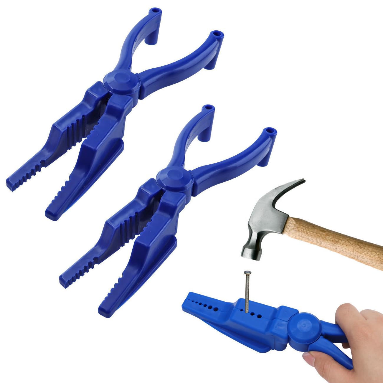 3 Pack Nail Holder Hammering Secure Nail Tamper Safety Pliers Finger Protective Nail Guide for Nailing Nails Hardware Nails Assortment Kit Hanging Pictures Wall Art Decor Small Finishing Nails